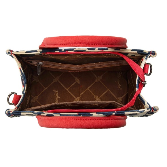 Wrangler Cow Print Concealed Carry Tote/Crossbody Red - Picture 3 of 4